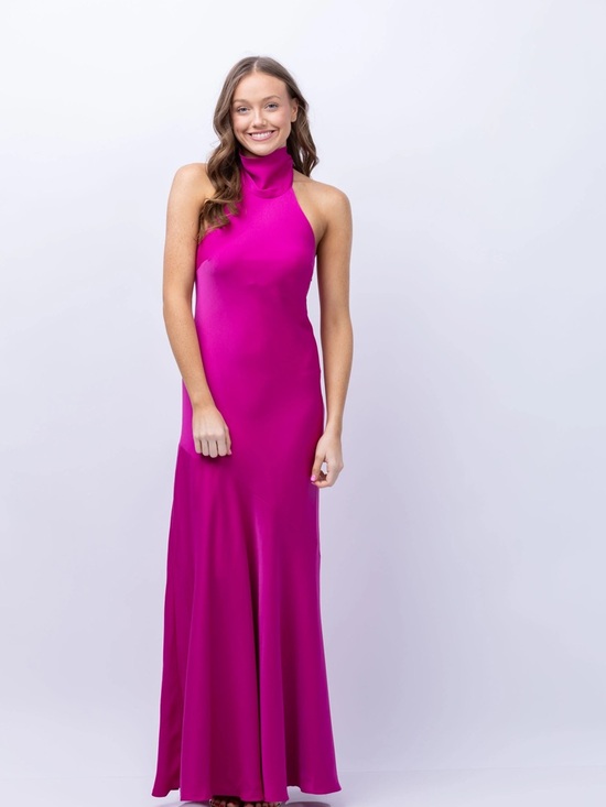 Monique Lhuillier Dresses & Skirts - Monique Lhuillier Fuchsia High-Neck Maxi Gown